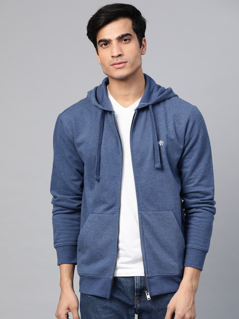 

Aeropostale Men Blue Solid Hooded Sweatshirt