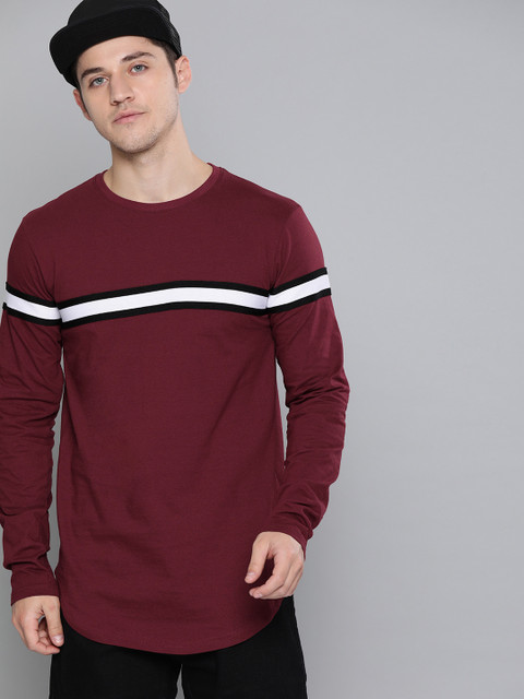 

DILLINGER Men Maroon Solid Round Neck T-shirt