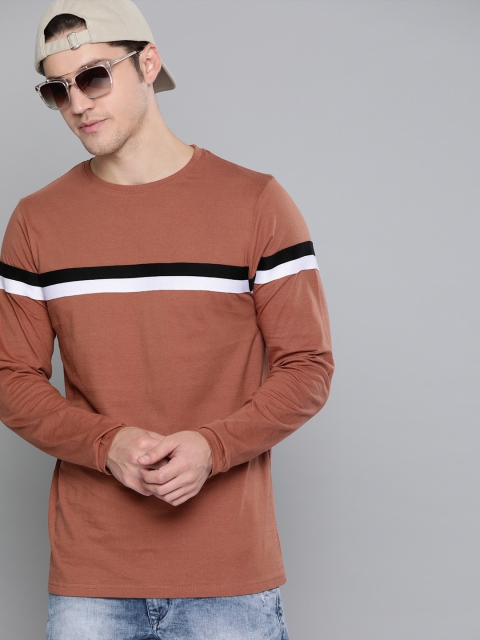 

DILLINGER Men Rust Brown Solid Round Neck Pure Cotton T-shirt