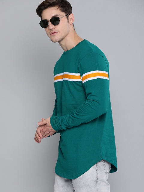 

DILLINGER Men Teal Green Solid Round Neck Pure Cotton T-shirt