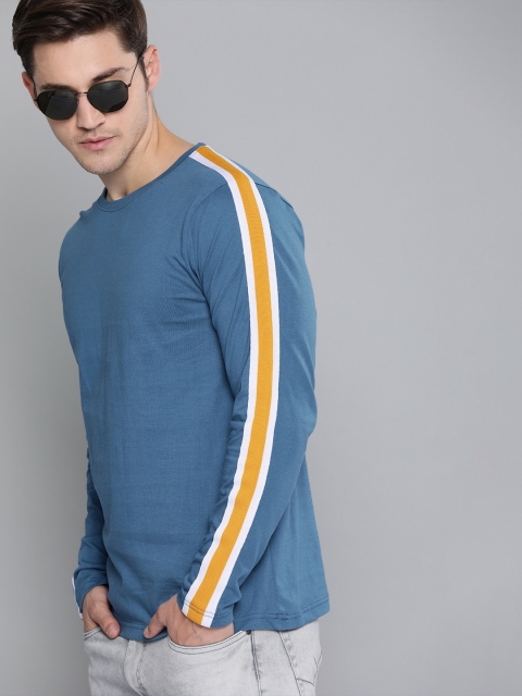 

DILLINGER Men Blue Solid Round Neck Pure Cotton T-shirt