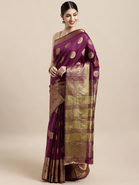 

Satrani Purple Poly Silk Woven Design Kanjeevaram Saree