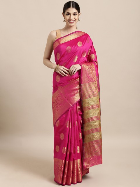 

Satrani Pink Poly Silk Woven Design Kanjeevaram Saree