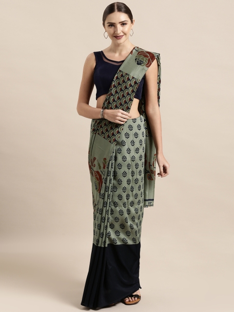 

Satrani Green Printed Poly Georgette Saree