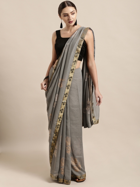 

Satrani Grey Printed Poly Chiffon Saree