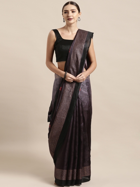 

Satrani Purple & Silver-Toned Poly Chiffon Printed Saree