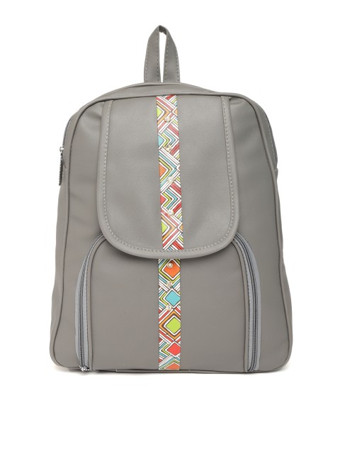 

Purple Crane Women Grey Solid Backpack with Printed Detail