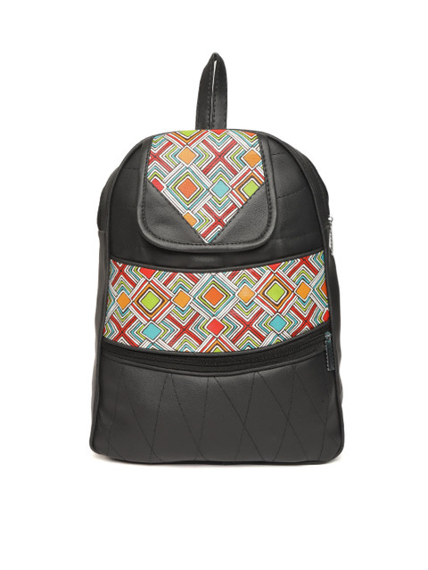 

Purple Crane Women Black Geometric Printed Backpack