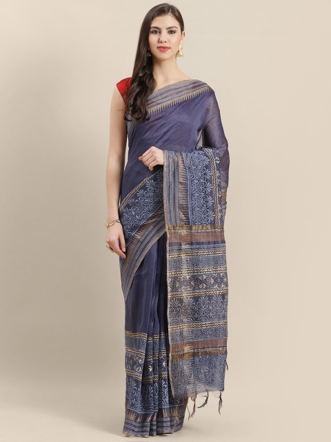 

Nakshi Purple Solid Pure Linen Saree