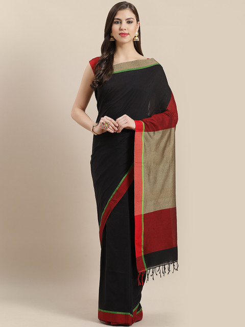 

Nakshi Black Solid Handloom Saree