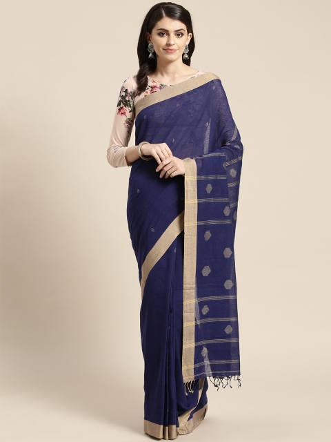 

Nakshi Navy Blue Pure Cotton Handloom Woven Design Jamdani Saree