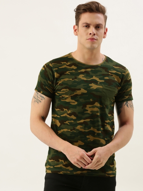 

Difference of Opinion Khaki Olive Green Camouflage Printed Pure Cotton T-shirt