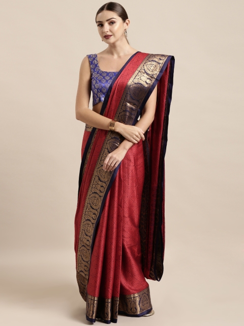 

Satrani Maroon Poly Silk Woven Design Kanjeevaram Saree