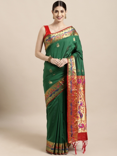 

Satrani Green Poly Silk Woven Design Paithani Saree