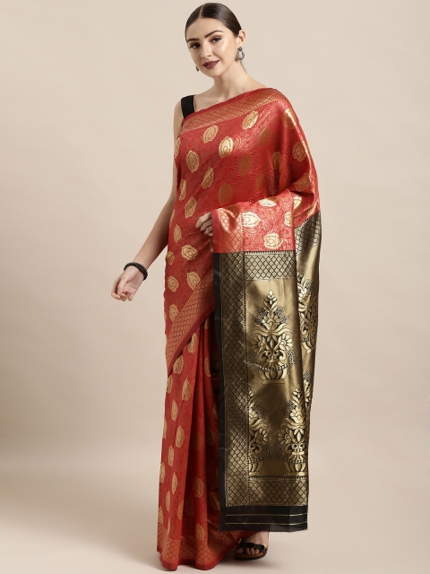 

Satrani Red Poly Silk Woven Design Kanjeevaram Saree