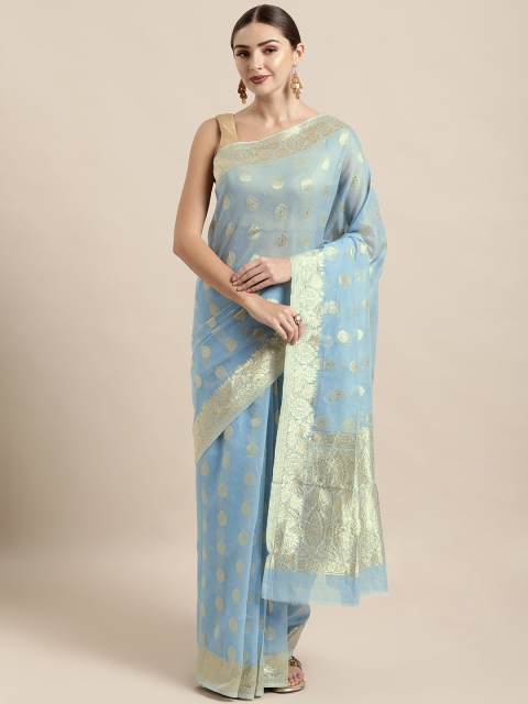 

Satrani Blue Silk Cotton Woven Design Jamdani Saree