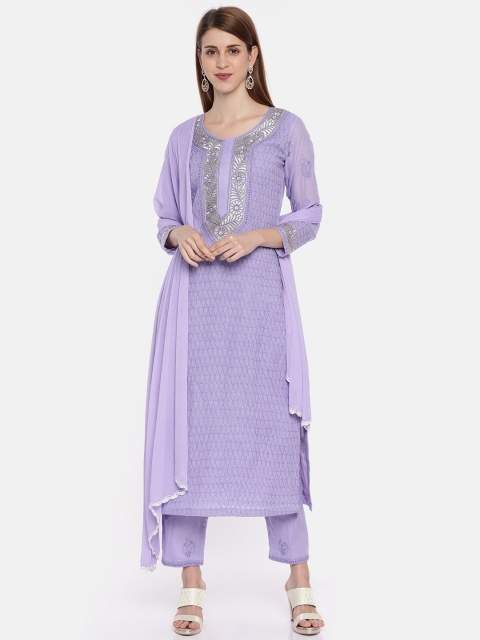 

ADA Women Purple Embroidered Chikankari Unstitched Dress Material