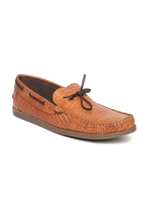 

Arden by Knotty Derby Men Brown Leather Textured Boat Shoes