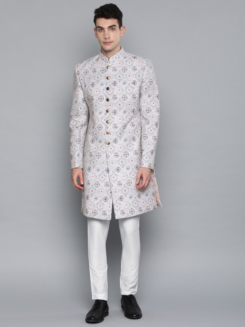 

Louis Philippe Men Blue & White Printed Sherwani Set