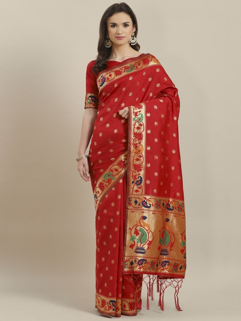 

Saree mall Red & Golden Woven Design Banarasi Saree