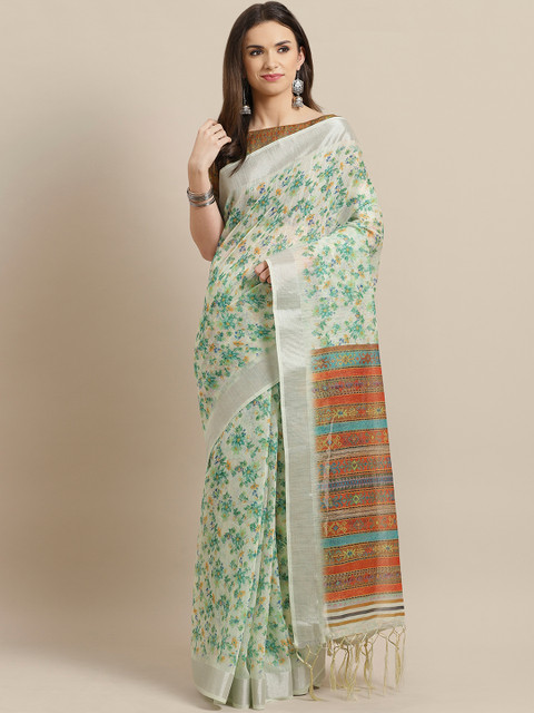 

Saree mall Green & Mustard Yellow Printed Saree