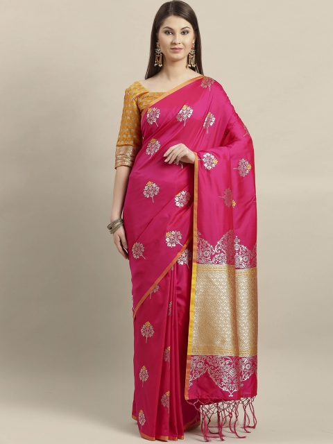 

Saree mall Pink & Golden Woven Design Banarasi Saree