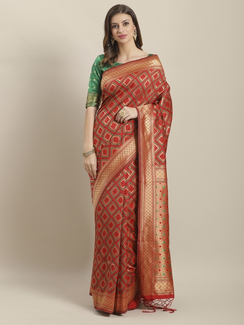 

Saree mall Maroon & Golden Woven Design Banarasi Saree