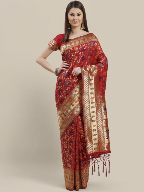 

Saree mall Red & Golden Woven Design Banarasi Saree