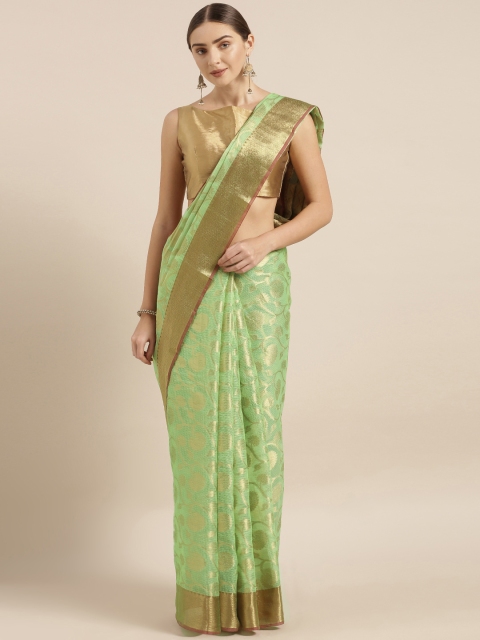 

Geroo Jaipur Green & Golden Woven Design Handloom Kota Saree