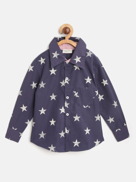 

CrayonFlakes Boys Navy Blue & White Regular Fit Printed Casual Shirt