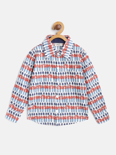 

CrayonFlakes Boys Blue & Red Regular Fit Printed Casual Shirt