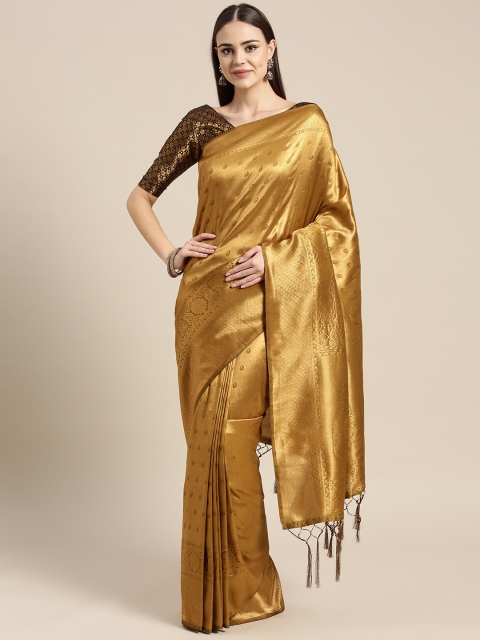 

Inddus Golden Banarasi Saree with Zari Work, Gold