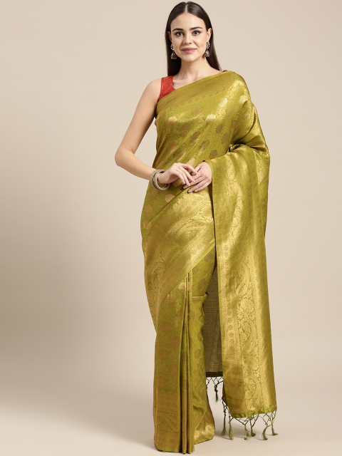 

Inddus Green & Golden Woven Design Banarasi Saree with Zari Work