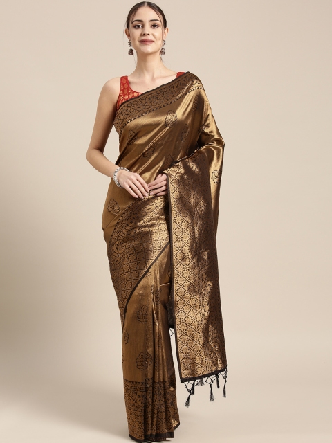 

Inddus Golden & Black Woven Design Banarasi Saree, Gold