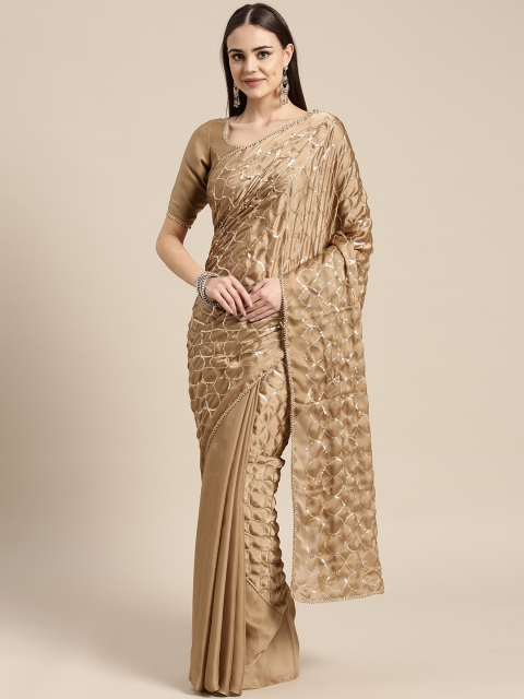 

Inddus Beige Embellished Saree