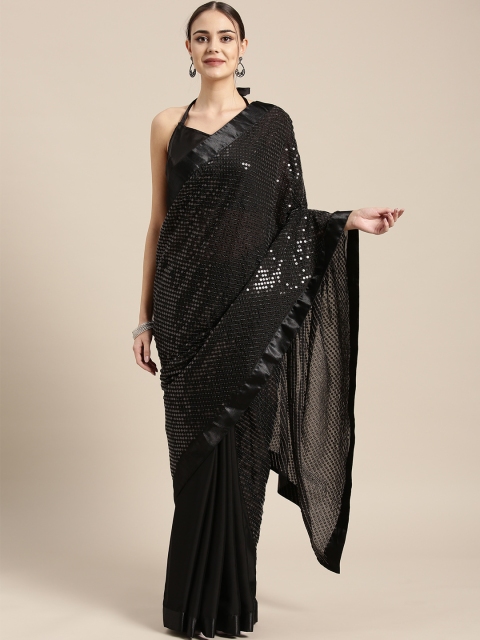 

Inddus Black Sequinned Saree