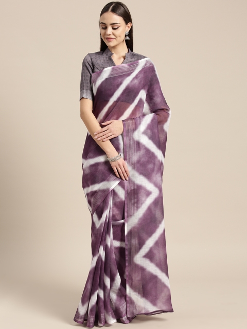 

Inddus Purple & White Dyed Leheriya Saree