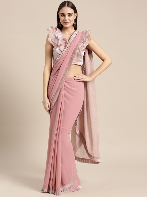 

Inddus Pink Solid Saree