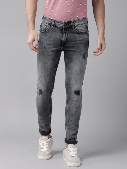 

SPYKAR Men Charcoal Grey Super Skinny Fit Low-Rise Mildly Distressed Stretchable Jeans