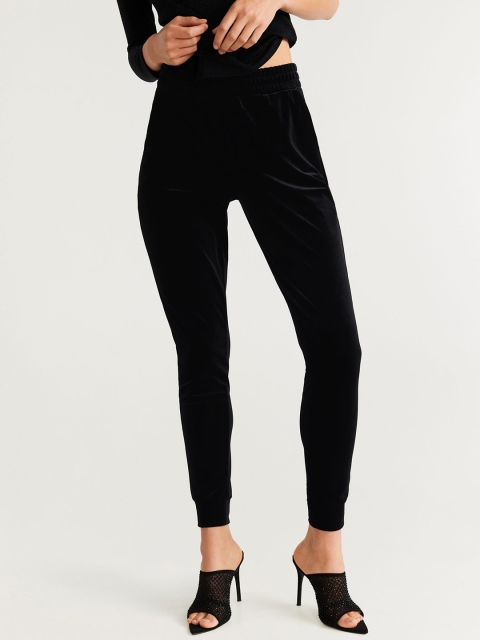 

MANGO Women Black Solid Trousers