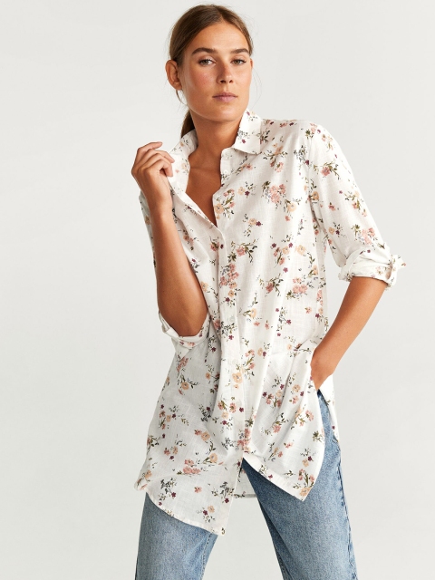 

MANGO Women White Regular Fit Printed Casual Shirt