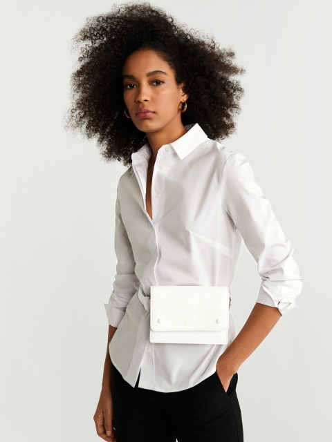 

MANGO Women White Solid Casual Shirt