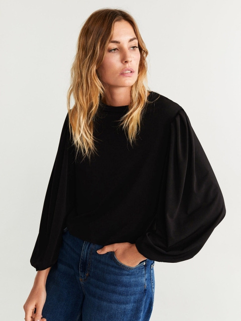 

MANGO Women Black Solid Top