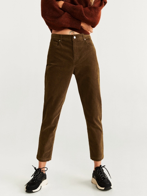 

MANGO Women Brown Regular Fit Solid Regular Trousers