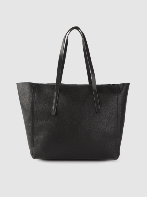 

MANGO Black Solid Tote Bag