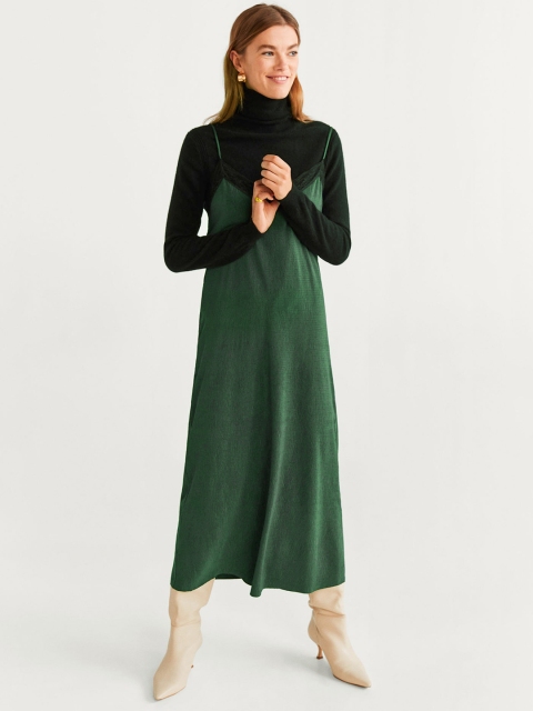 

MANGO Women Green Solid Maxi Dress