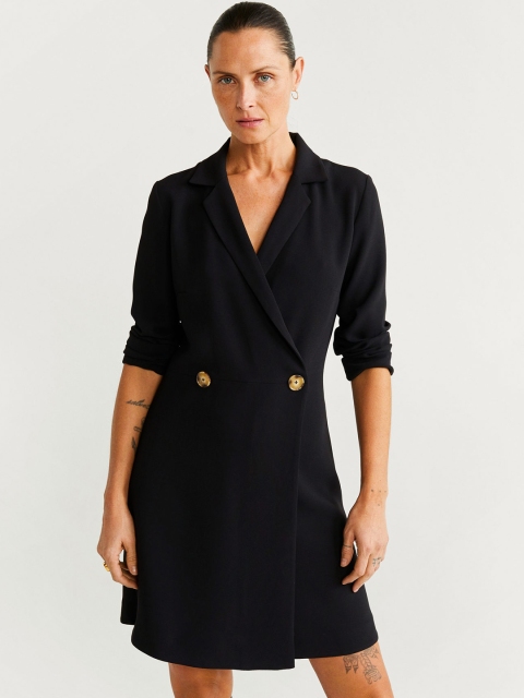 

MANGO Women Black Solid Wrap Dress