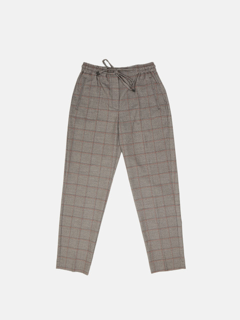 

MANGO Women Grey Regular Fit Checked Regular Trousers