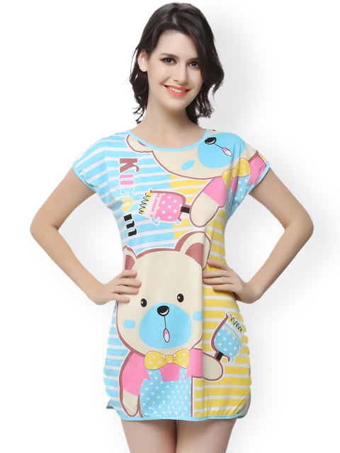

Clovia Blue Printed Lounge Top NS0526P24O