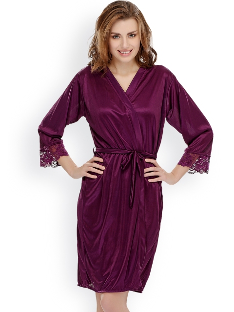 

Clovia Purple Nightdress with Robe NS0435P15